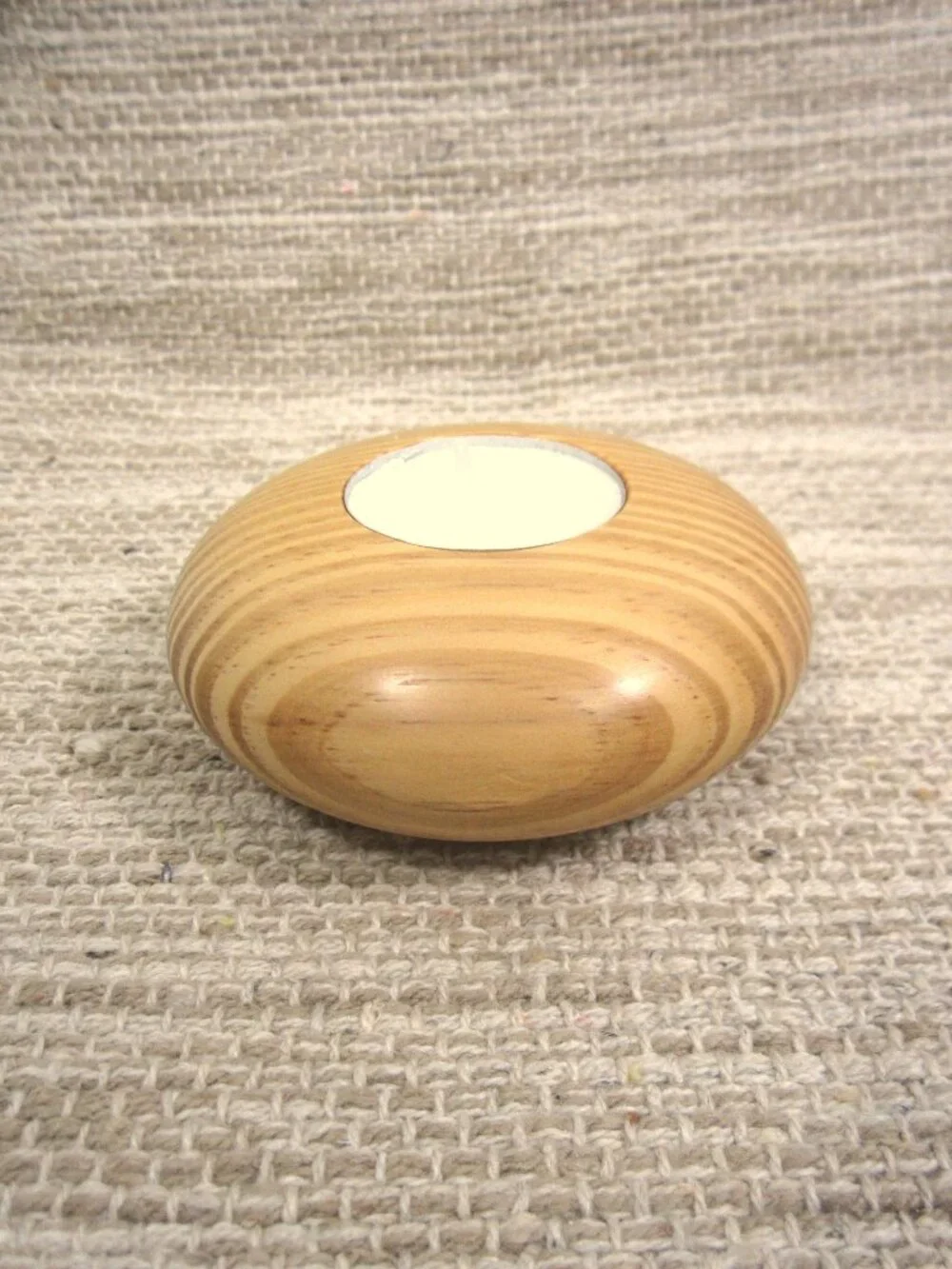 NEW Turned Wood Tea Light Candle Holder Contemporary Rustic Cabin Round